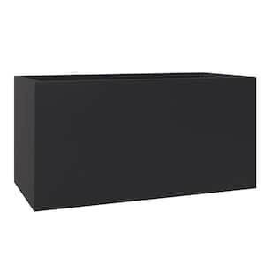 Bloom 12 in. Black, Fiberstone and Clay Planter Rectangular for Indoor and Outdoor