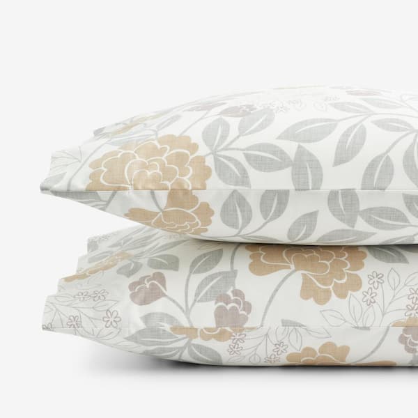 The Company Store Company Cotton Mariel Floral Gold Cotton Percale King Pillowcase (Set of 2)