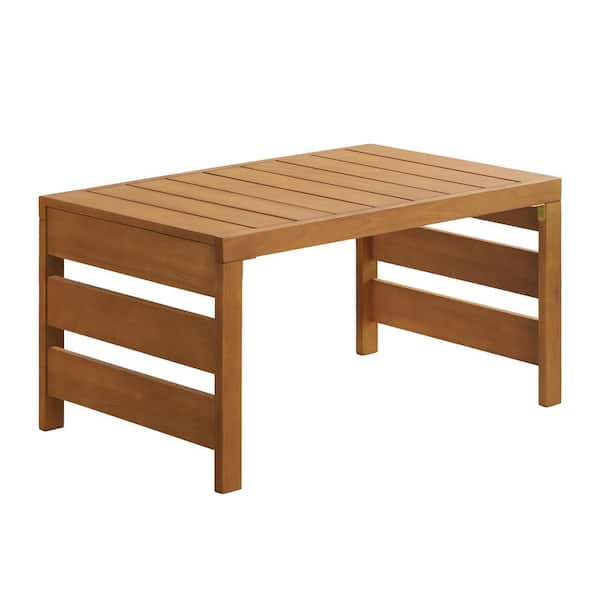 Pure Garden Barton Outdoor Eucalyptus Wood Slotted Coffee Table, Brown