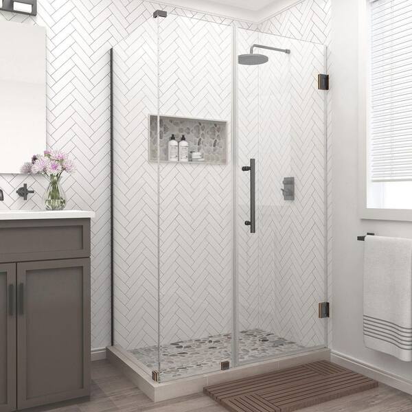 Aston Bromley 46.25 in. to 47.25 in. x 38.375 in. x 72 in. Frameless Corner Hinged Shower Enclosure in Oil Rubbed Bronze