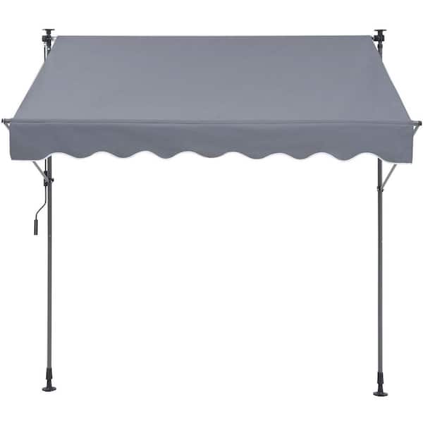 Manual Retractable Awning, 78 in. Patio Awning Sunshade Shelter, Adjustable Door Window Canopy with 39 in. Shade Curtain