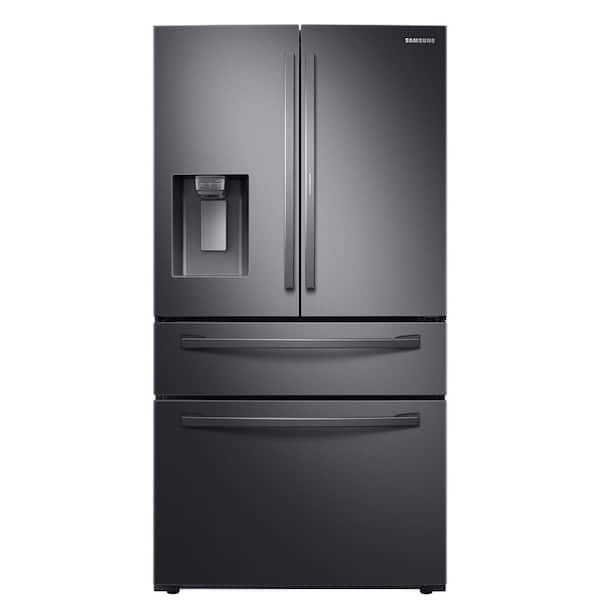Samsung 27.8 cu. ft. 4-Door French Door Smart Refrigerator with Food Showcase Door in Black Stainless Steel, Standard Depth