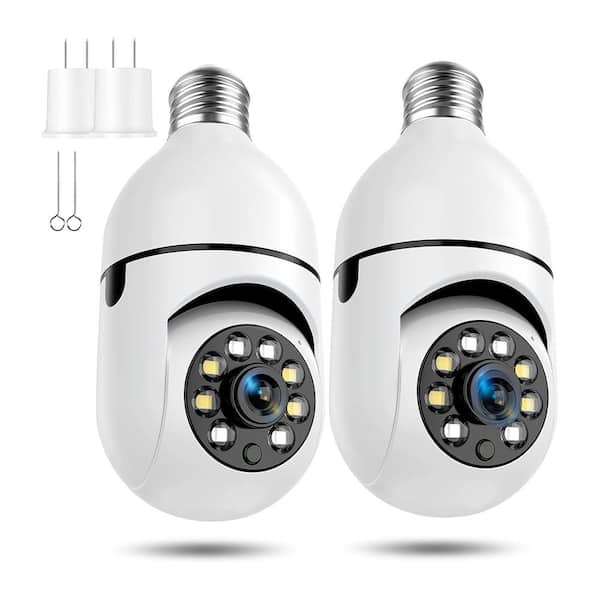 2K/3MP Light Bulb Security Camera Wireless Outdoor with Motion Tracking and Color Night Vision 2 Pack