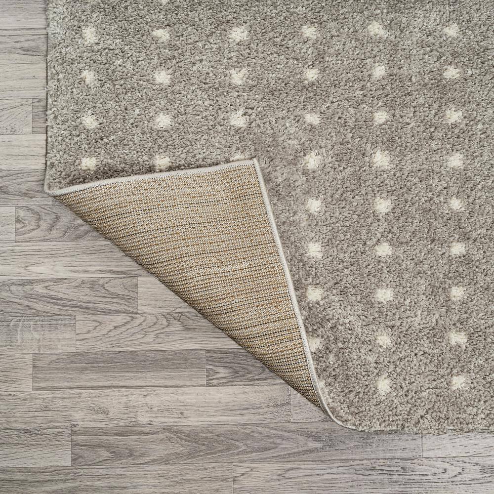Ivory and Gray Geometric Dot Shag Area Rug