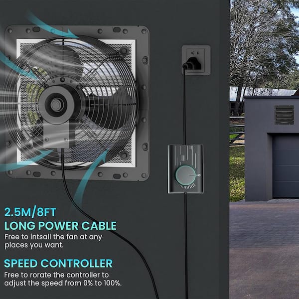 Angel Sar 14 882 CFM Black Metal Shutter Exhaust Fan with