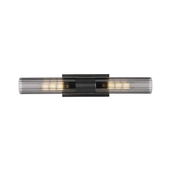 Innovations Empire 24.75 in. 2-Light Matte Black Vanity Light with Glass Shade