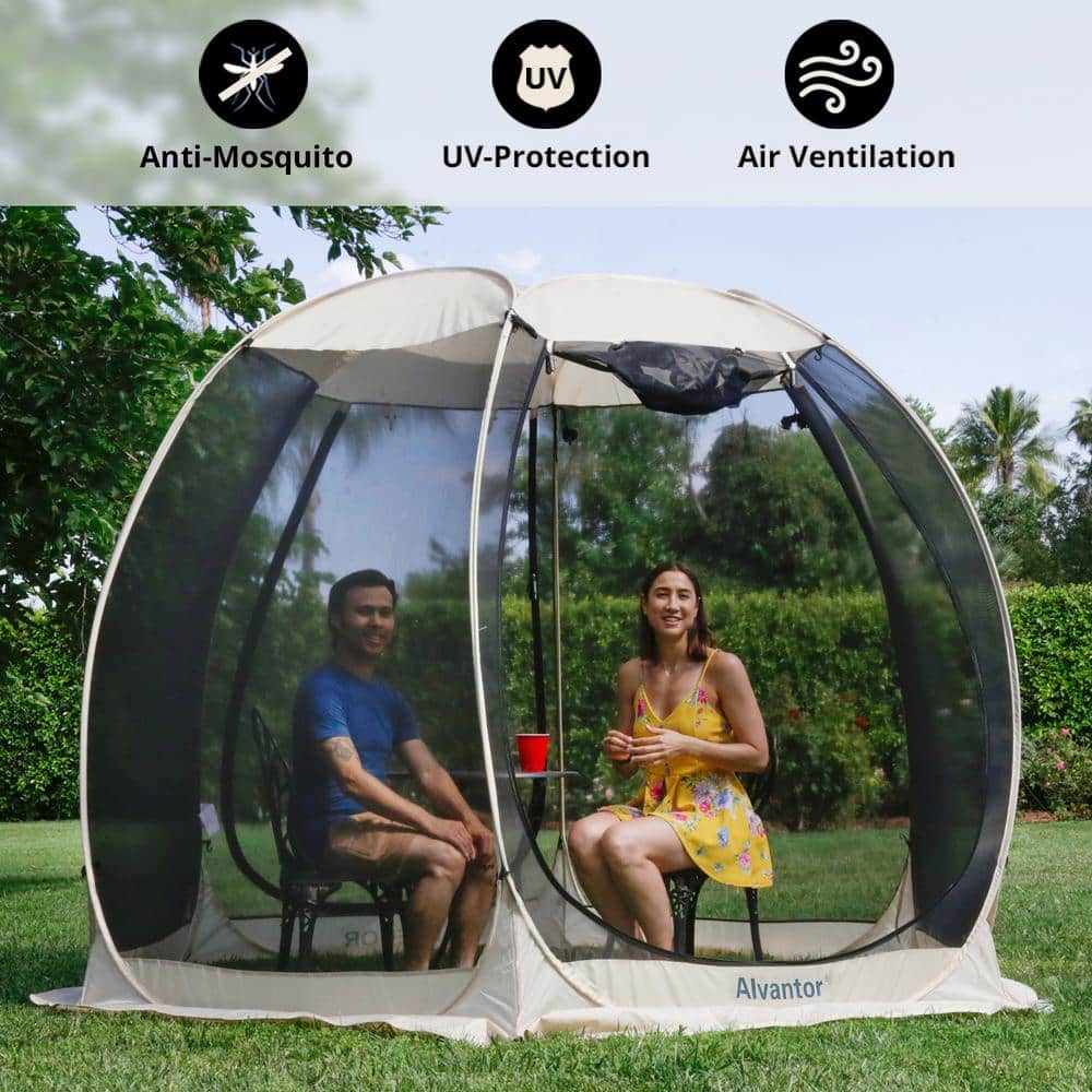 Alvantor Pop Up Screen House Event Camping Tent 10'x10' Beige Instant Outdoor Canopy 1 Room