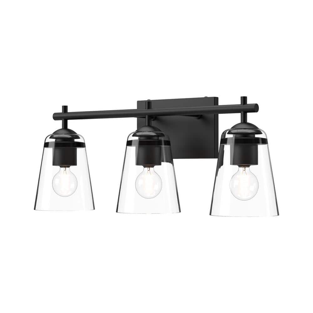 Addison 22-in 3 Light 60-Watt Clear Glass/Matte Black Vanity Light price history on PriceWatchPro