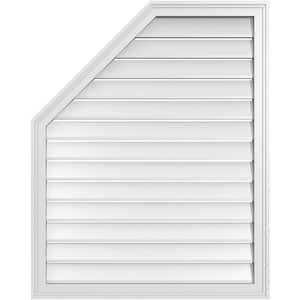 32 in. x 40 in. Octagonal Surface Mount PVC Gable Vent: Functional with Brickmould Frame