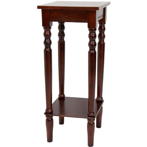 Oriental Furniture 11.75 in. Classic Square Plant Stand in Cherry