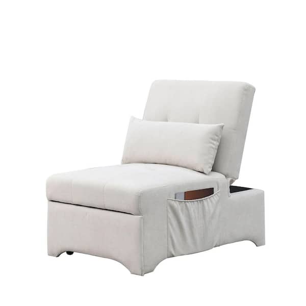 Unbranded 24.5 in. Width Beige Modern 4 in 1 Multifunctional Folding Fabric Sleeper Fabric Twin Size Sofa Bed