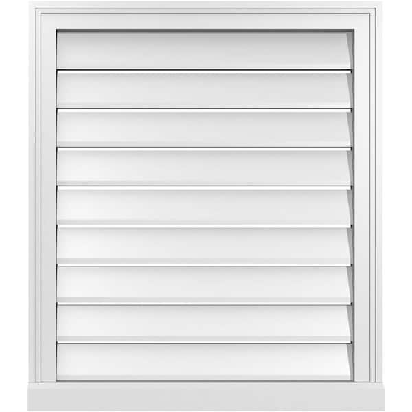 Ekena Millwork 26" x 30" Vertical Surface Mount PVC Gable Vent: Functional with Brickmould Sill Frame