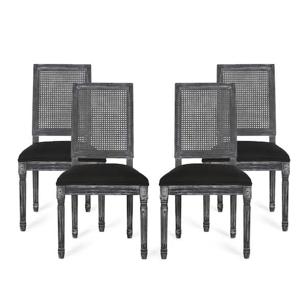 Noble House Beckstrom Black and Gray Upholstered Dining Chair (Set of 4)