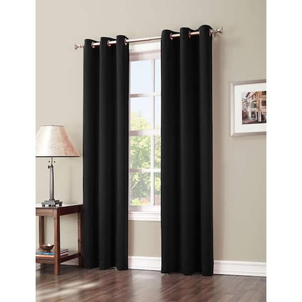 Sun Zero Black Woven Thermal Blackout Curtain - 40 in. W x 95 in. L
