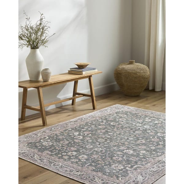 Vinny Light Pink Traditional Border 2 ft. x 2 ft. Area Rug