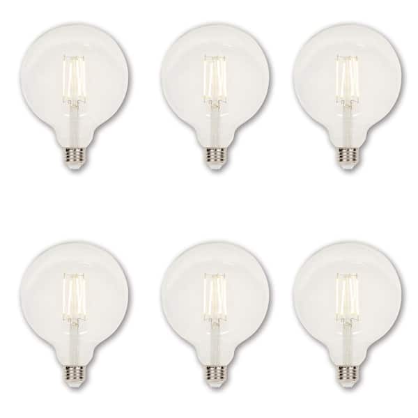 Westinghouse 60-Watt Equivalent G40 Dimmable Clear Edison Filament LED Light Bulb Soft White Light 2700K (6-Pack)