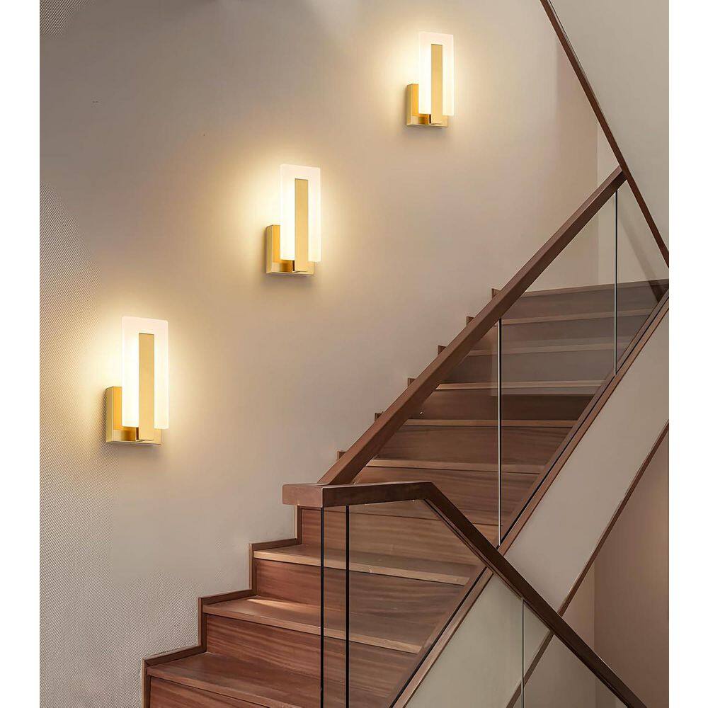 9.76 in. Brass Modern Wall Sconce (2-Pack) with LED 3000K Dimmable price history on PriceWatchPro