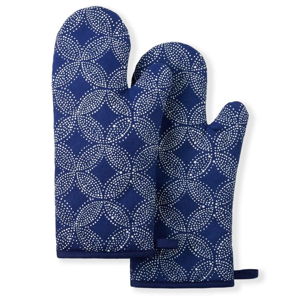 Tommy Bahama Island Tile Cotton Navy Blue/White Oven Mitt Set (2-Pack ...