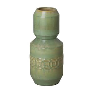 18 in. Green Speckle Ceramic Axton Gourd Vase