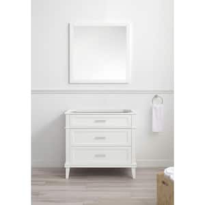 Woodfall 34 in. W x 34 in. H Square Framed Wall Mount Bathroom Vanity Mirror in White