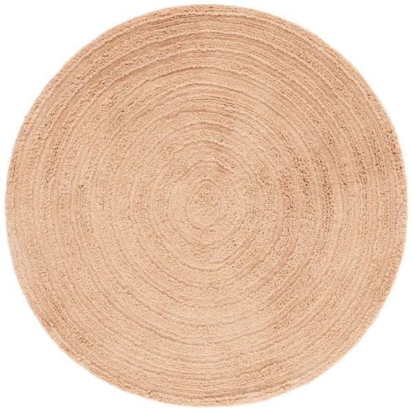 Easy Care Orange 4 ft. x 4 ft. Machine Washable High-Low Dendric Solid Round Area Rug