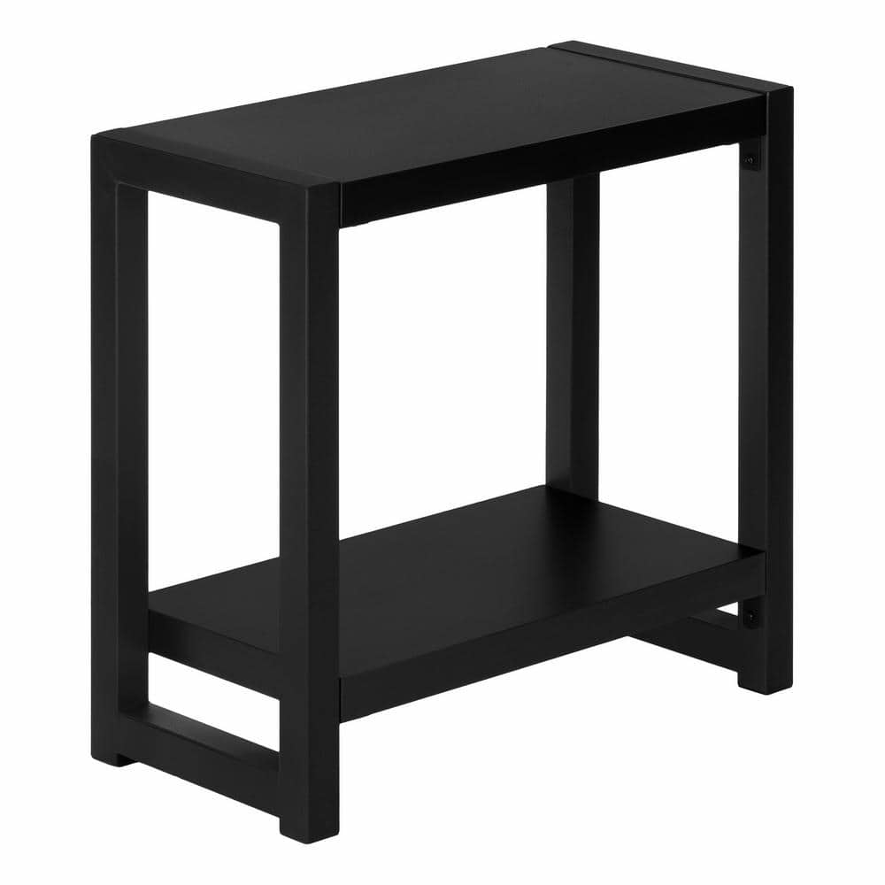 Black Metal Rectangular End Table with Shelf