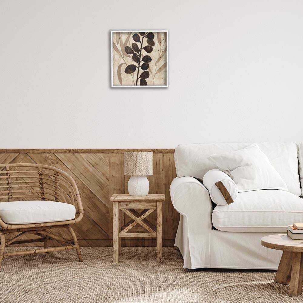 Beige and Brown Natural Leaves by Krinlox White Framed Nature Giclee Art Print 17 in. x 17 in. price history on PriceWatchPro
