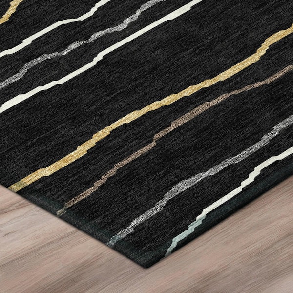 Chantille Machine Washable Indoor/Outdoor Abstract ACN2974 Black 10 ft. x 14 ft. Area Rug