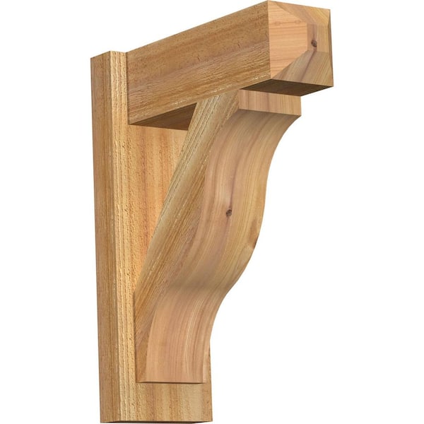 Ekena Millwork 6 in. x 20 in. x 16 in. Western Red Cedar Fuston Craftsman Rough Sawn Outlooker