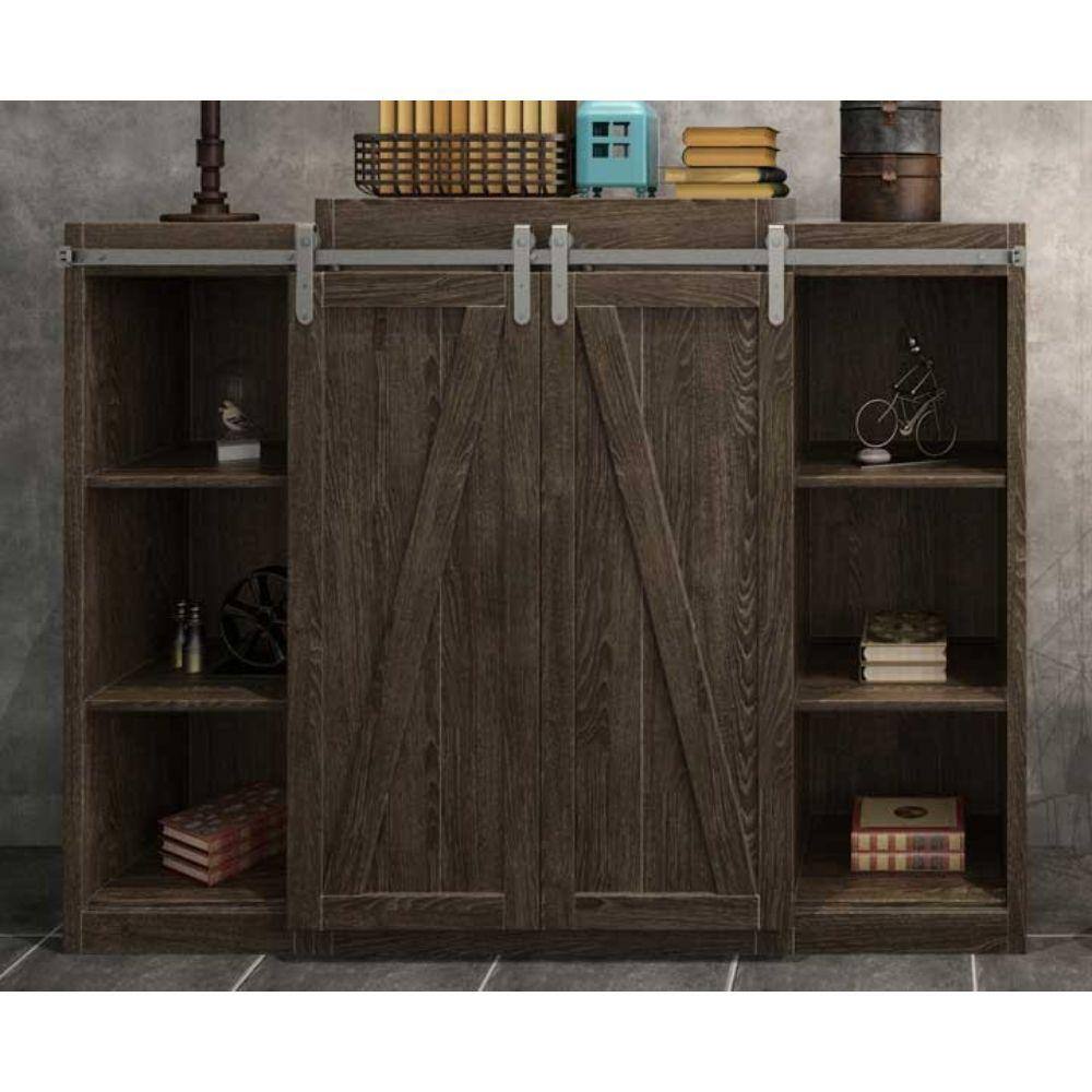 Quiet Glide 72 in. Satin Nickel Miniature Hook Sliding Barn Door Hardware for Double Furniture