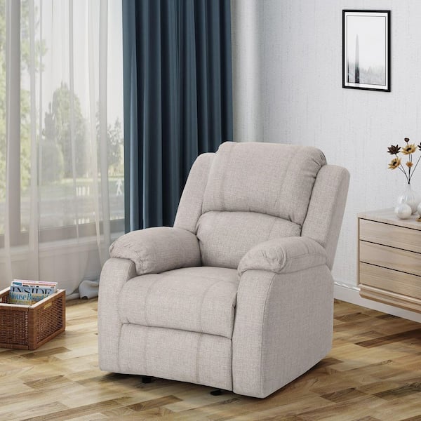 Beige Fabric Standard Recliner with Adjustable Backrest