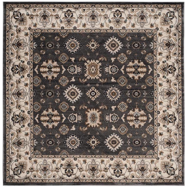 SAFAVIEH Lyndhurst Gray/Cream 7 ft. x 7 ft. Square Geometric Speckled Floral Area Rug