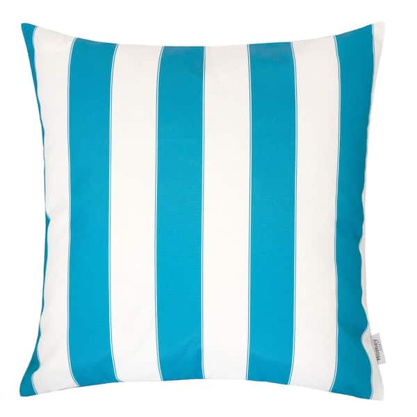 20 in. x 20 in. Outdoor Horizon Stripe Throw Pillow, Square Cotton ...