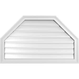 36 in. x 22 in. Octagonal Top Surface Mount PVC Gable Vent: Functional with Brickmould Frame
