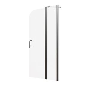 34 in. x 72 in. Frameless Pivot Folding Glass Panel Shower Door in Matte Black with Clear Tempered Glass