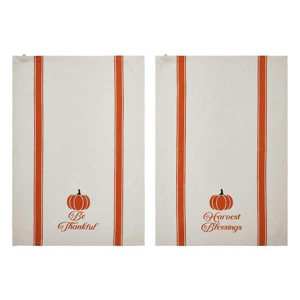 Harvest Blessings Pumpkin Cotton Tea Towel Set (Set of 2)