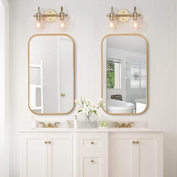 LNC Robb Modern 3-Light Gold Bathroom Vanity Light Interior Powder