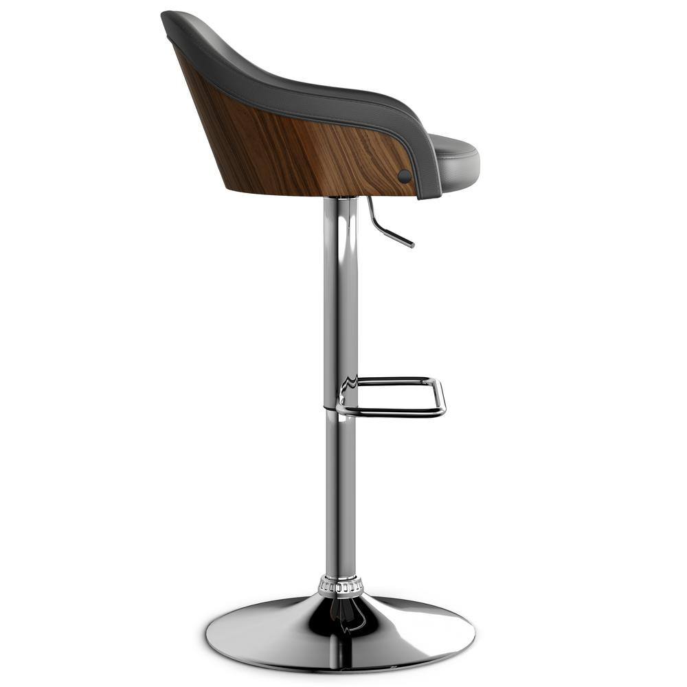 Hutton Gray Adjustable Swivel Bar Stool with Metal Base
