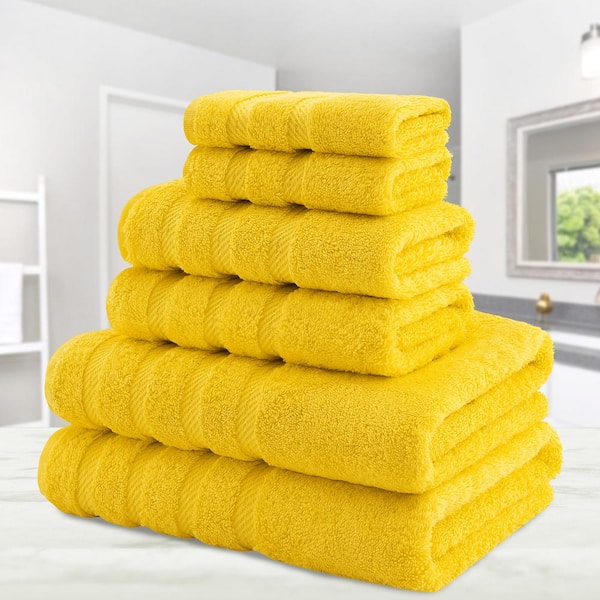 American Soft Linen Lemon Yellow 6-Piece Turkish Cotton Towel Set
