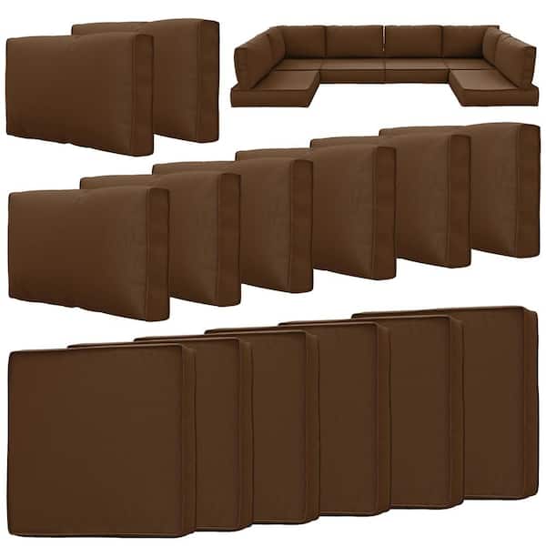 26 in. x 26 in. x 5 in. (14-Piece) Deep Seating Outdoor Sectional Replacement Cushion Chocolate