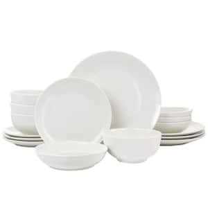 16-Piece White Porcelain Camellia Dinnerware Set (Service for 4)