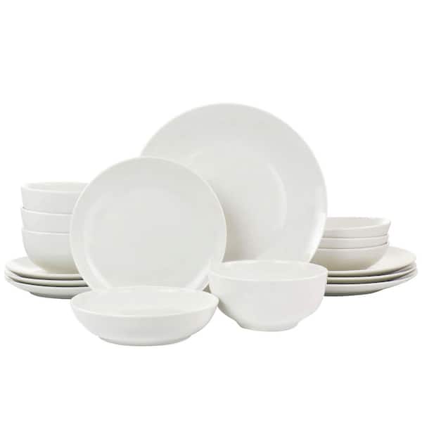Elama 16-Piece White Porcelain Camellia Dinnerware Set (Service for 4)