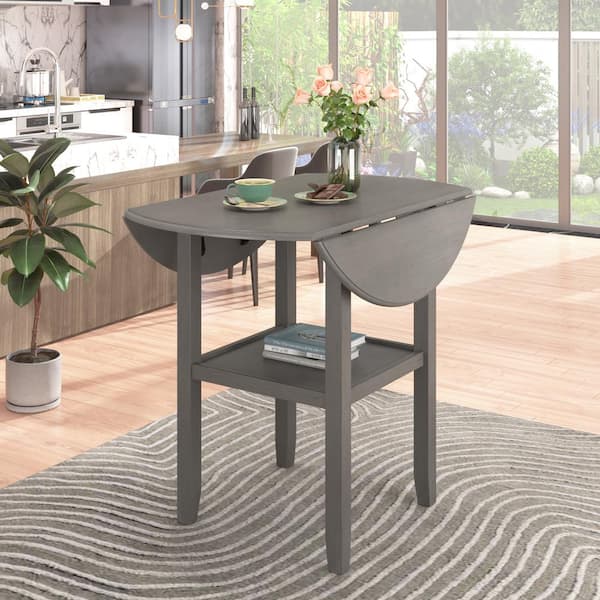 Qualler 42.3 in. Round Gray Wood Dining Table (Seats 2)