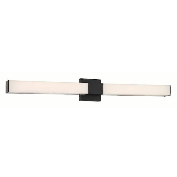 Vantage 36 in. 1-Light Black LED Vanity Light Bar with White Acrylic Shade