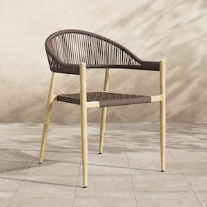 Decolina Natural Tone Aluminum Outdoor Dining Chair in Walnut