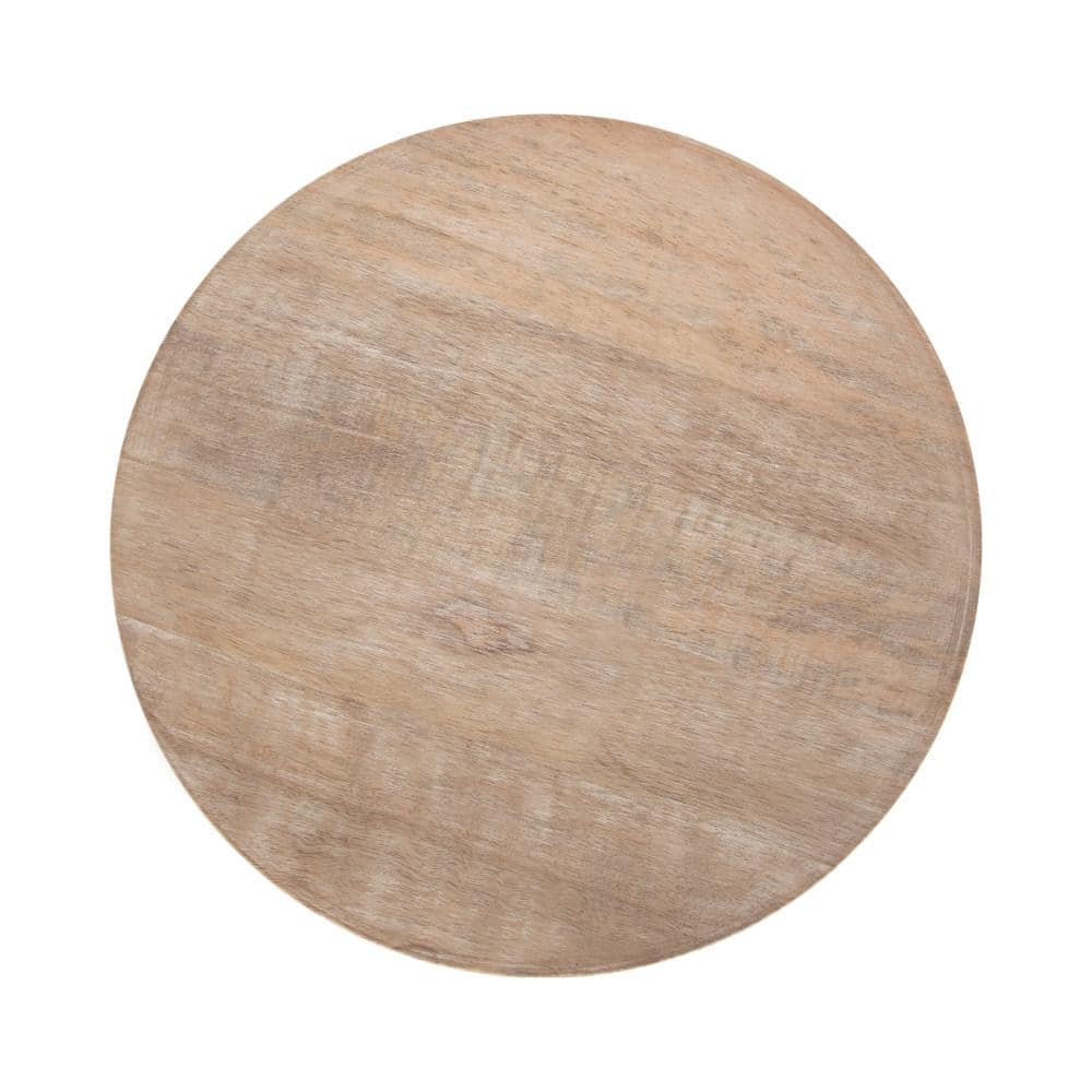 Gierson Natural Mango Wood Round Side Table, 12x12x22