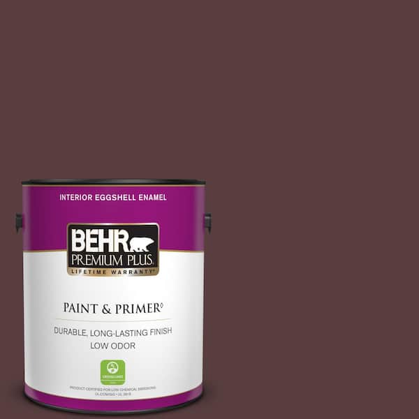 BEHR PREMIUM PLUS 1 gal. #PPU1-02 Divine Wine Eggshell Enamel Low Odor Interior Paint & Primer