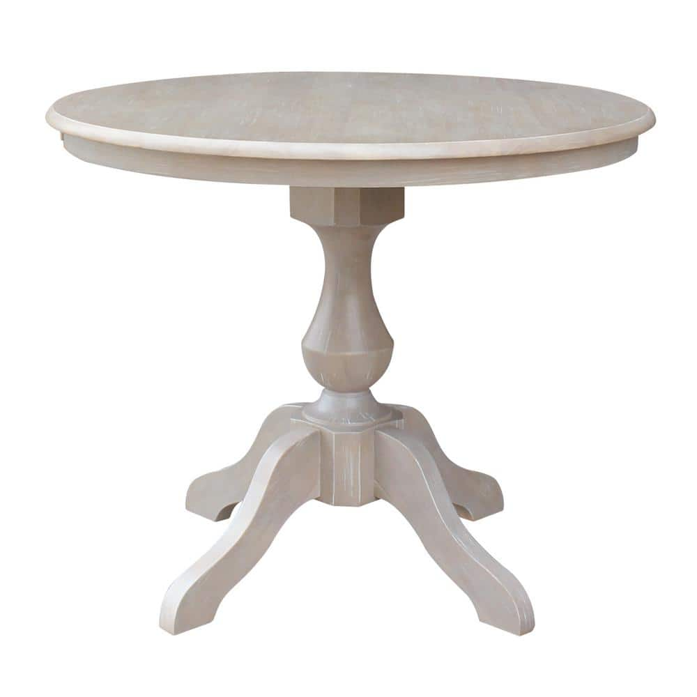 36&#34;x36&#34; Solid Wood Round Pedestal Dining Table Washed Gray Taupe - International Concepts: For 4, Non-Extension