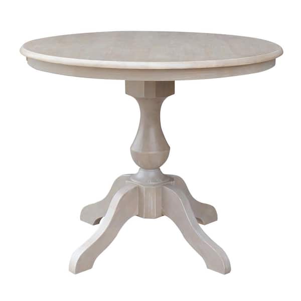 Round Weathered Taupe Gray Dining Table, 36 Inch Round Dining Tables