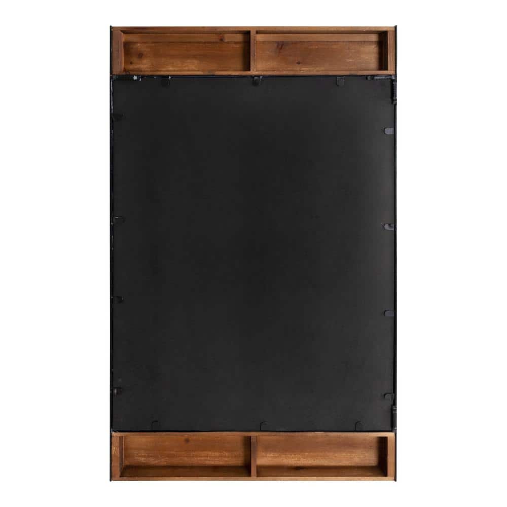 Rustic Brown and Black Rectangular Wood Wall Mirror